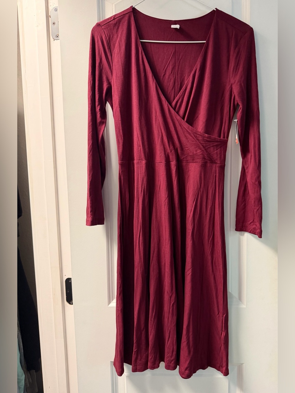 Old Navy Deep Wine Wrap-Front Long Sleeve Dress